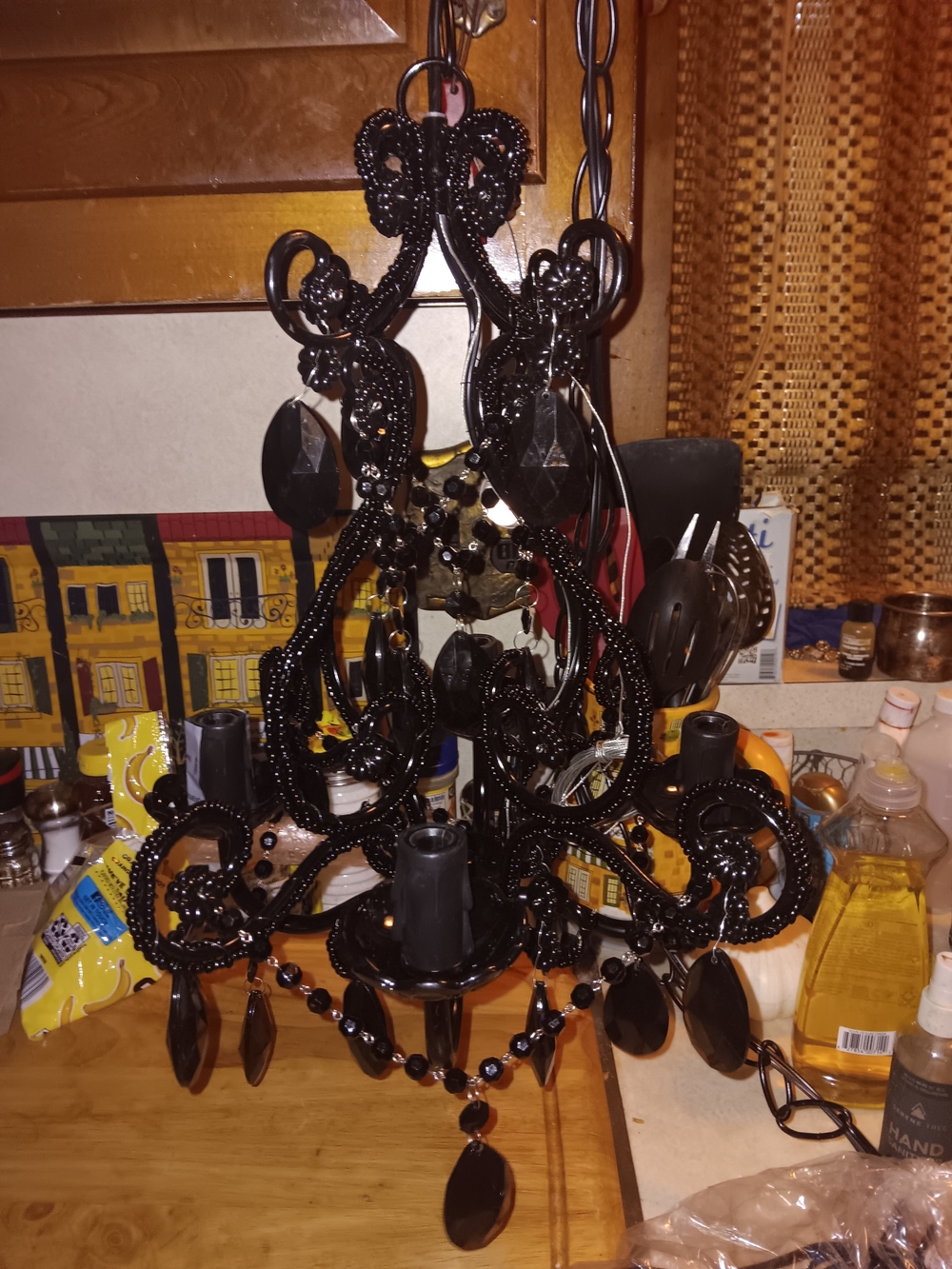 Black Beaded Mini Chandelier